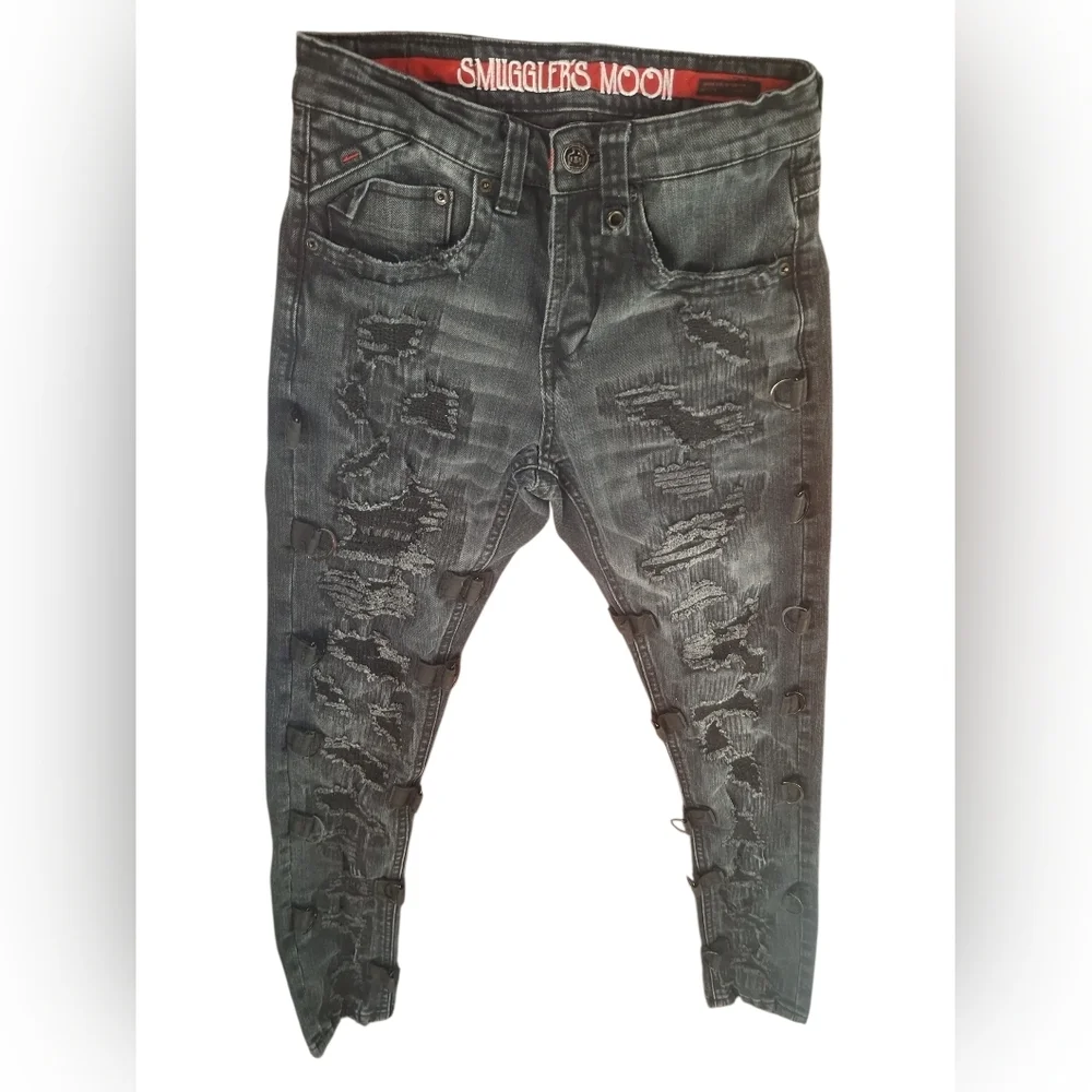 Men's smeggler moon Skinny Jeans in Distressed Gray